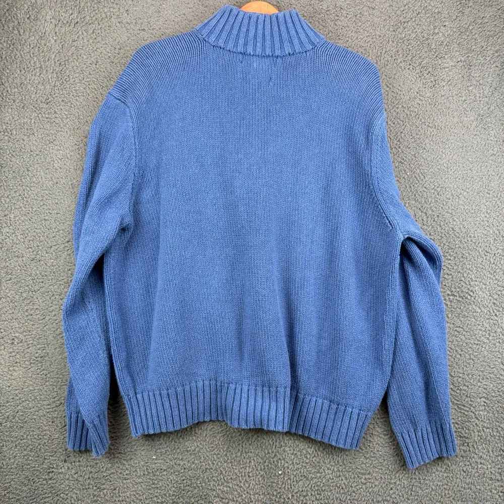 Polo‎ Ralph Lauren Mens XXL Blue Cotton Shaker Knit Quarter Zip Pullover Sweater